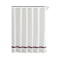 Logo Stripe Cotton Blend Shower Curtain