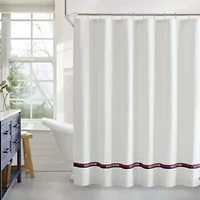 Logo Stripe Cotton Blend Shower Curtain