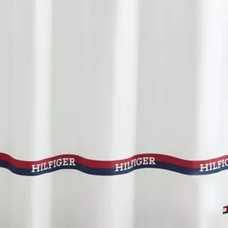 Logo Stripe Cotton Blend Shower Curtain