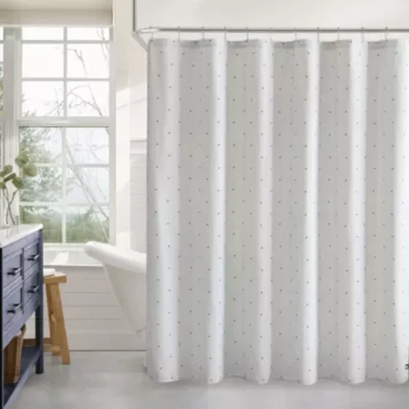 Ithaca Flag Stripe Cotton Blend Shower Curtain