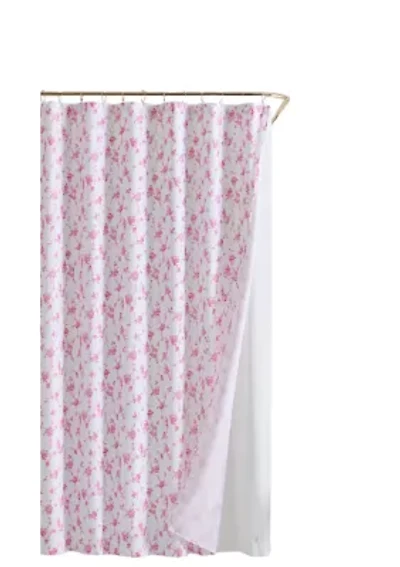 Floral Toile Microfiber Shower Curtain Set