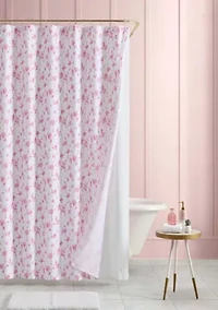 Floral Toile Microfiber Shower Curtain Set