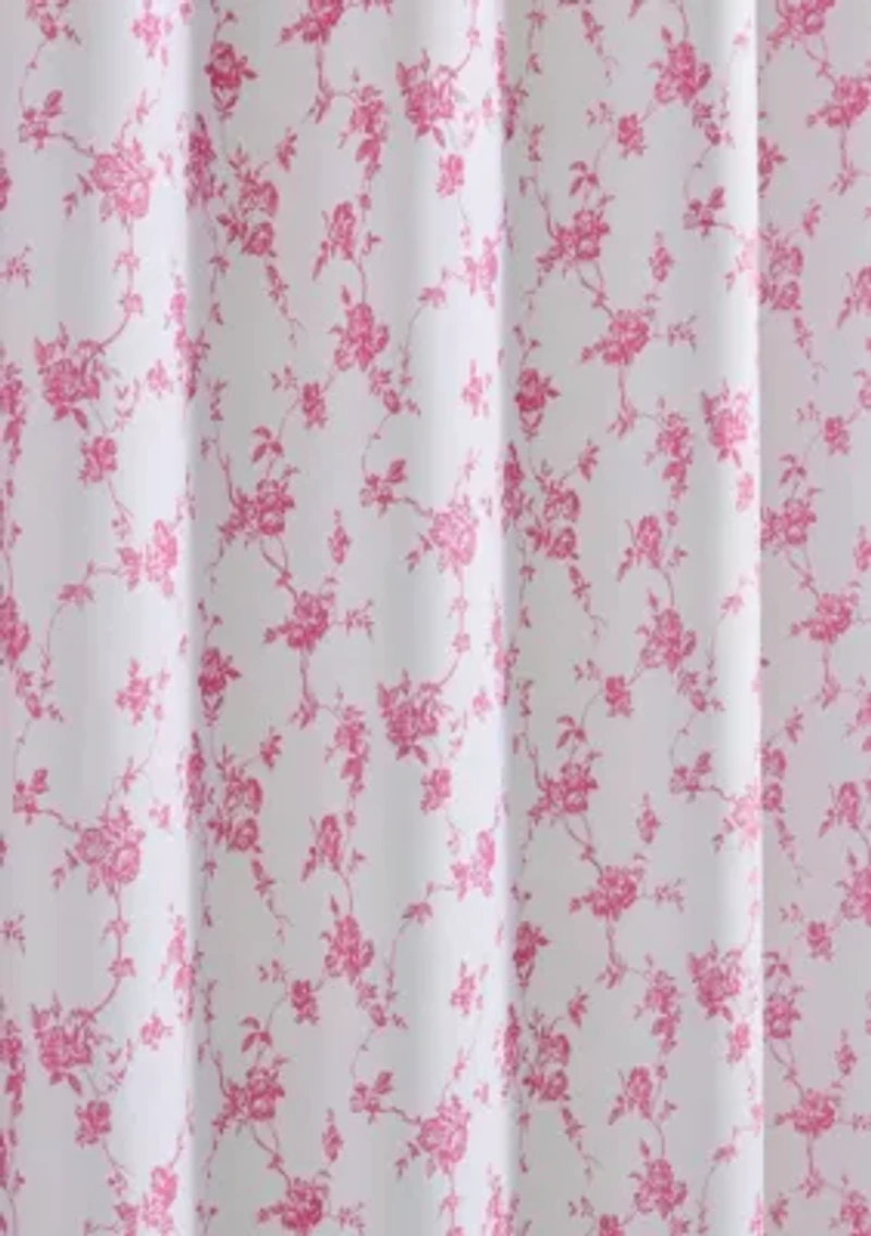 Floral Toile Microfiber Shower Curtain Set