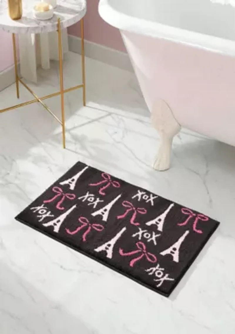 Bows In Paris Microfiber Bath Rug