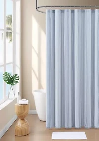 Ocean Stripe Cotton Blend Shower Curtain