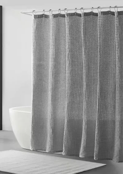 Marled Waffle Cotton Blend Shower Curtain