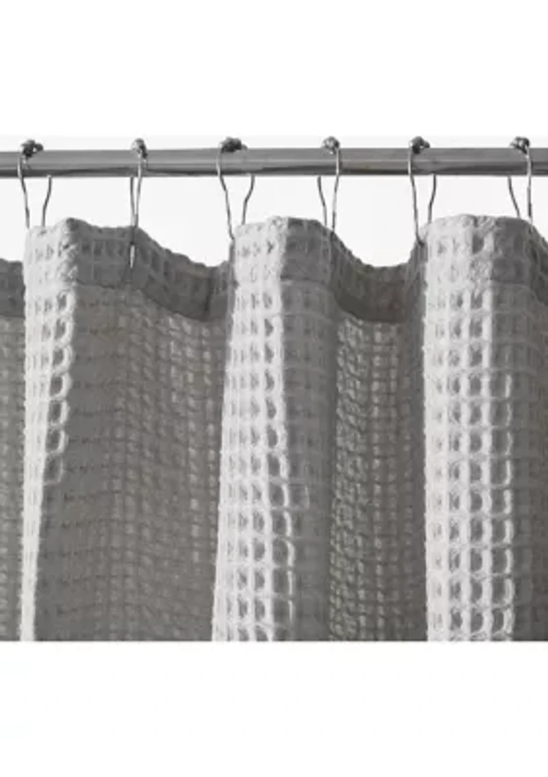 Marled Waffle Cotton Blend Shower Curtain