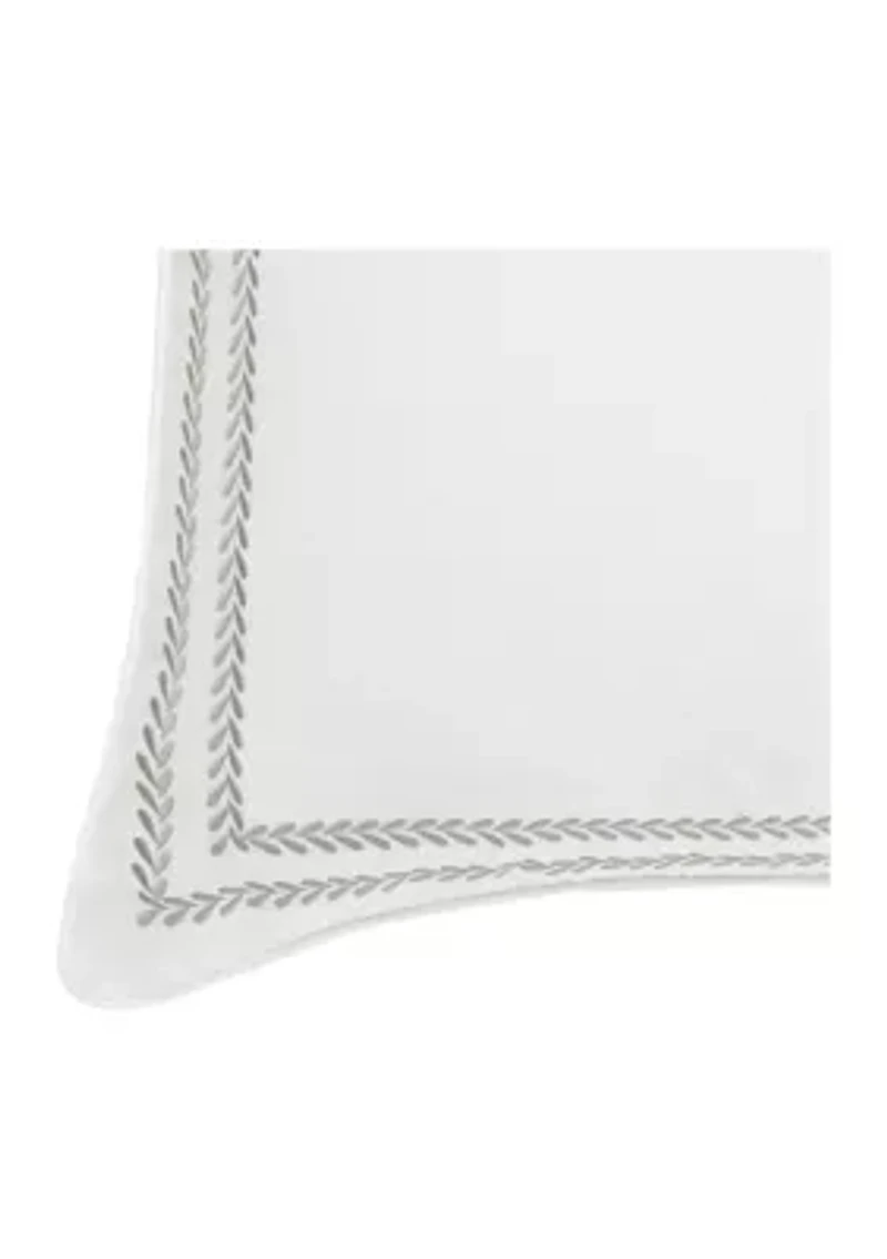 Stitched Vine Leaf 2-Piece Solid Cotton European Shams