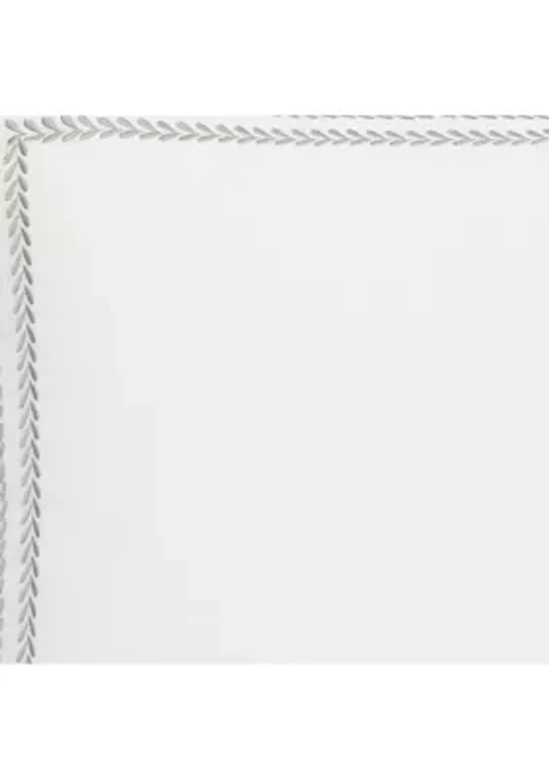 Stitched Vine Leaf 2-Piece Solid Cotton European Shams