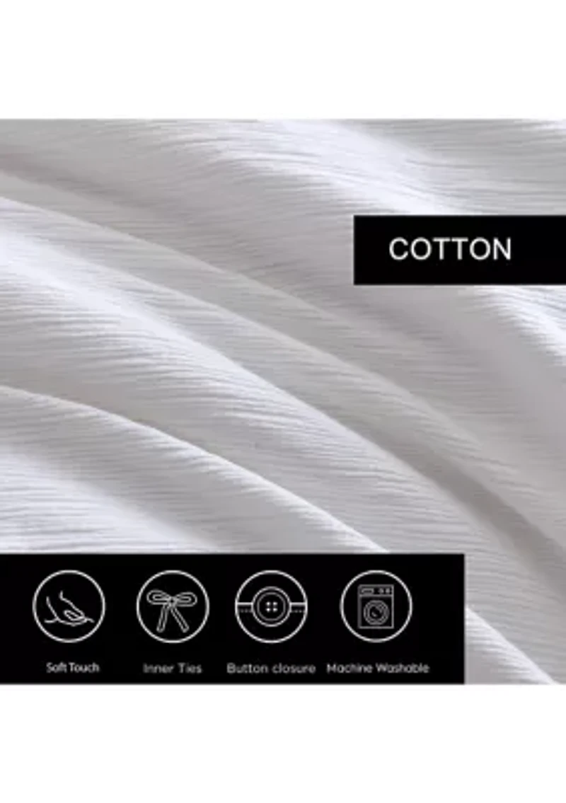 Solid Textured Pleats Cotton European Sham Set