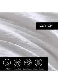 Solid Textured Pleats Cotton European Sham Set