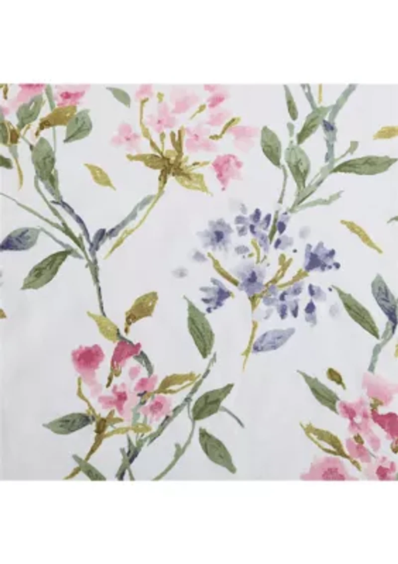 Meadow Breeze Floral Cotton Tab Top Valance