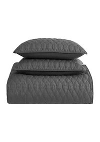 3 Piece Juno Charcoal Quilt Set