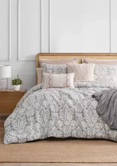 Lyndsay 3 Piece Charcoal Comforter Set