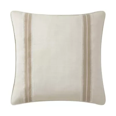 The fully reversible Arderra euro shams feature embroidered stripe detailing at the outer sides of the sham with a woven herringbone background texture. The reverse side of the shams showcase a woven all over stripe. The 26" x 26" euro sham has a hidden zipper closure. The euro pillow is sold separately.