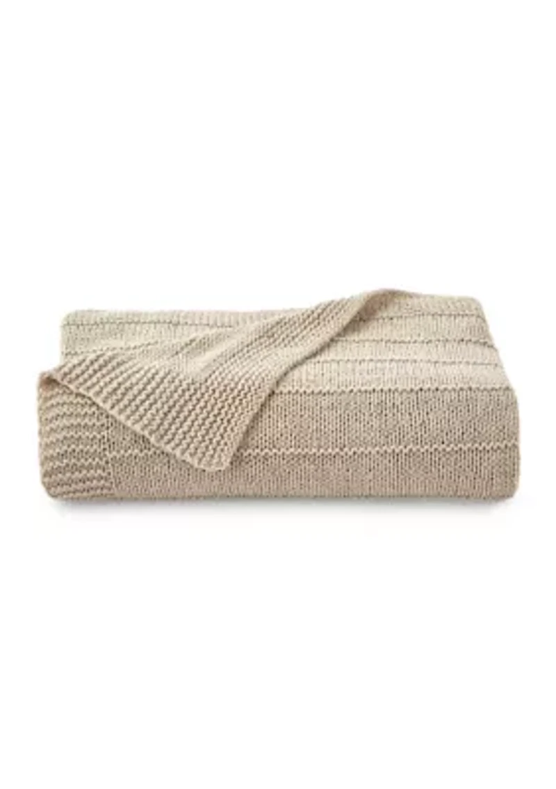 Ribbed Knit Throw Blanket