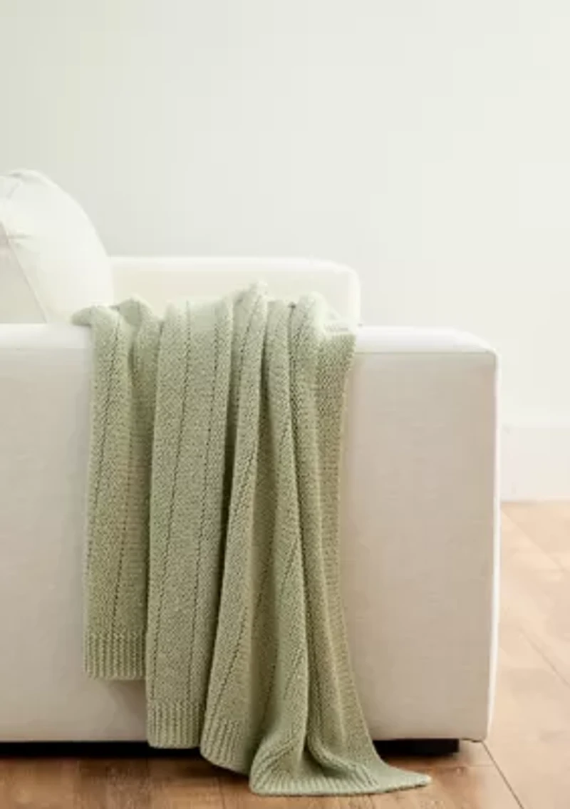 Ribbed Knit Throw Blanket