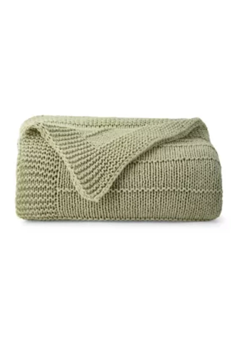 Ribbed Knit Throw Blanket