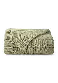 Ribbed Knit Throw Blanket