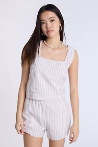 Linen-Blend Sleeveless Top