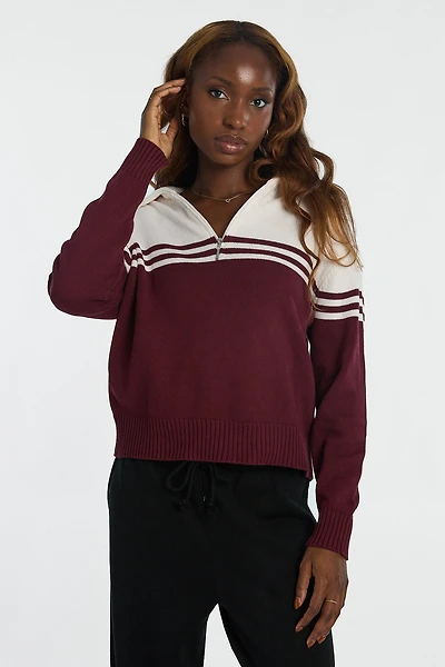 Graphic Quarter-Zip Polo Sweater