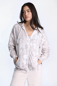 Chandail à capuchon en molleton surdimensionné zippé