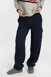 Pantalon de survêtement cargo à jambe large mi-taille