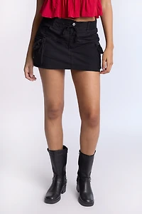 High Rise Poplin Cargo Mini Skort