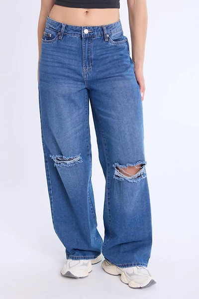 Jeans jambe large a? taille très haute