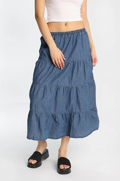 Chambray Maxi Skirt