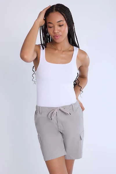 Mid Rise Cargo Bermuda Twill Shorts