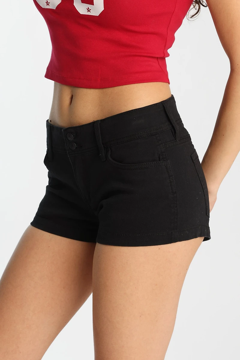Mini short en sergé taille basse
