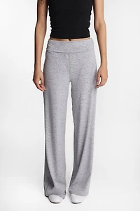 Super Soft Fleeceback Foldover Wide Leg Leggings