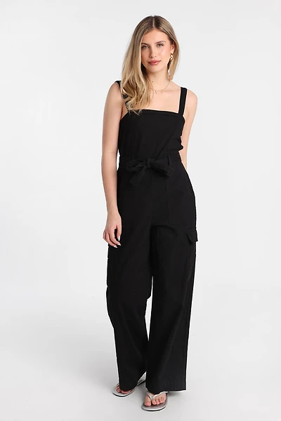 Twill Belted Jumpsuit