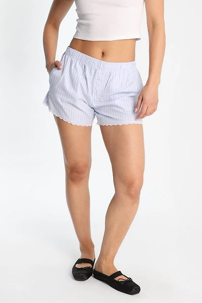 Lace Applique Poplin Boxer Shorts