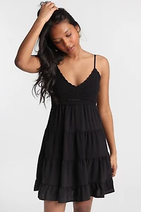 Crochet-Style Bodice Mini Dress