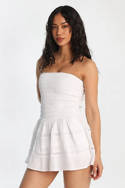 Strapless Smocked Mini Dress