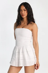 Strapless Smocked Mini Dress