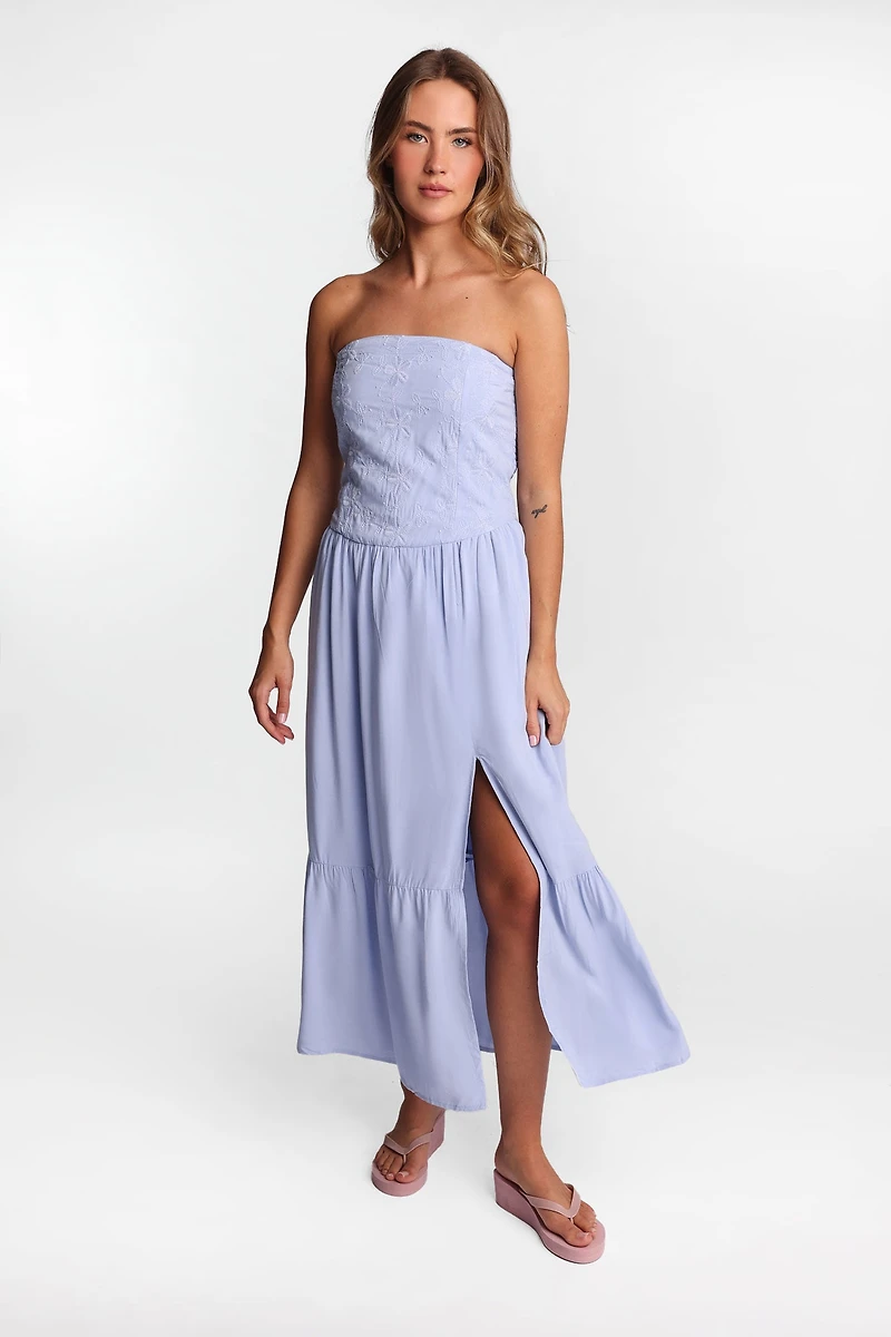 Robe maxi à bustier brodée