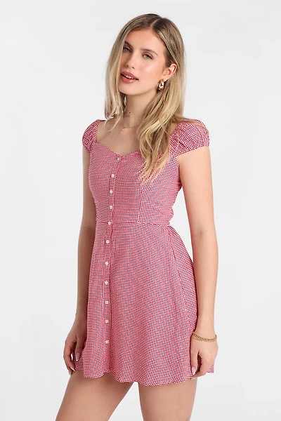 Button-Front Mini Dress