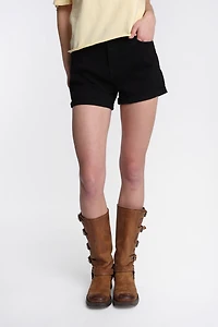 High Rise Curvy Midi Denim Shorts