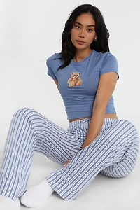 Ensemble t-shirt écourté et pantalon pyjama super doux graphique