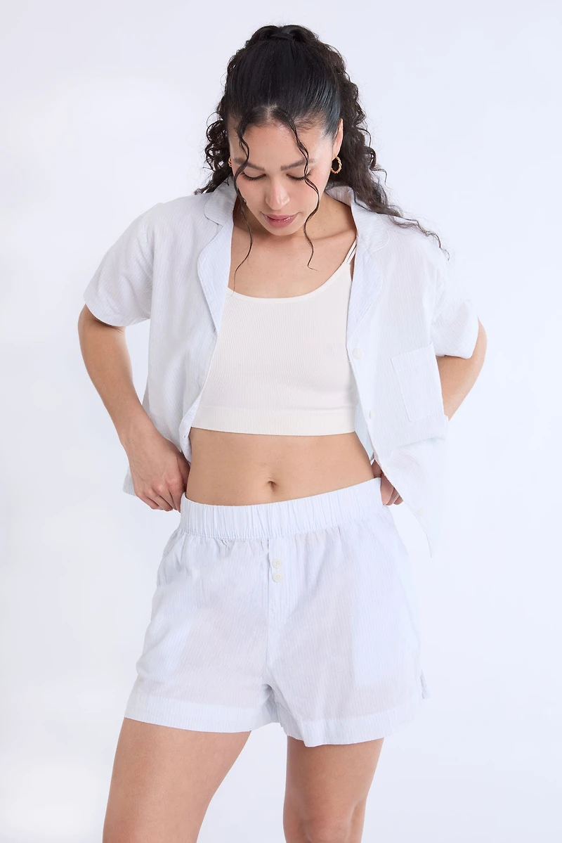 Cotton Pajama Striped Boxer Shorts