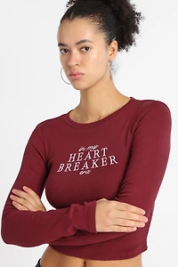 My Heart Breaker Era Embroidered Graphic Long Sleeve Baby Tee