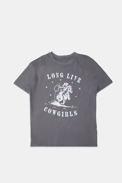 T-shirt coupe garçonne imprime? graphique Long Live Cowgirls