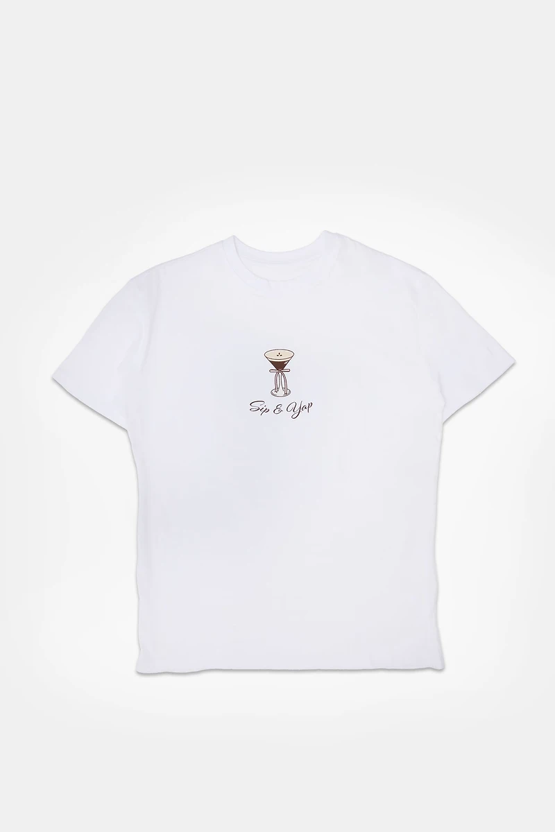 Espresso Martini Sip And Yap Graphic Boyfriend Tee