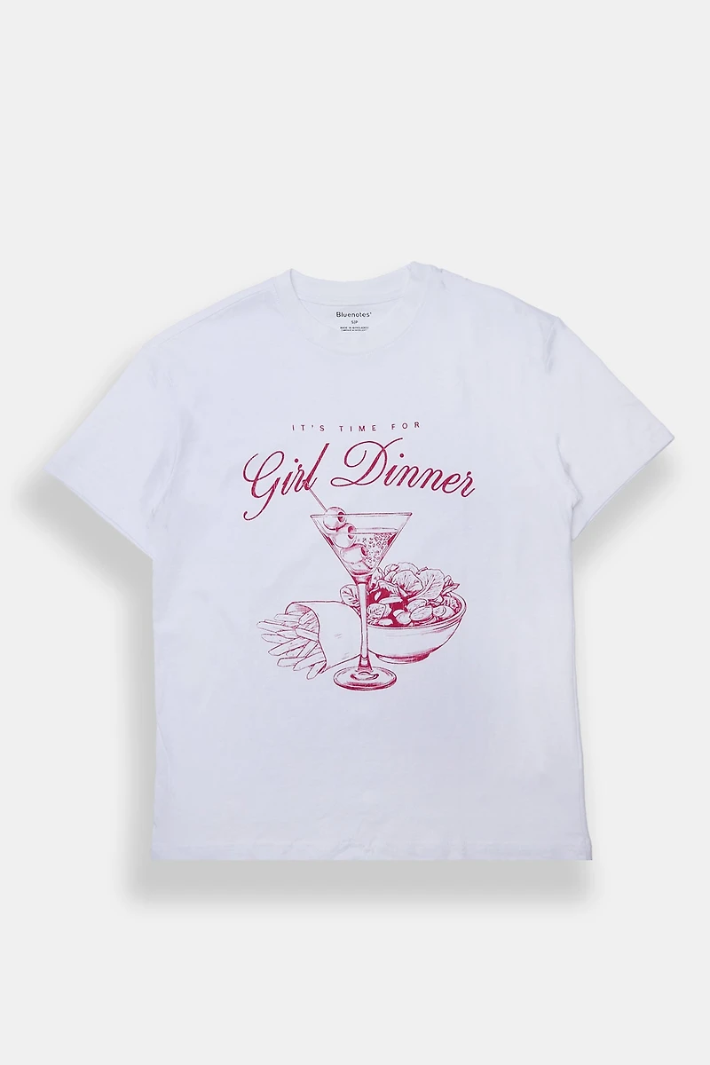 It's Time For Girl Dinner Graphic Boyfriend Tee