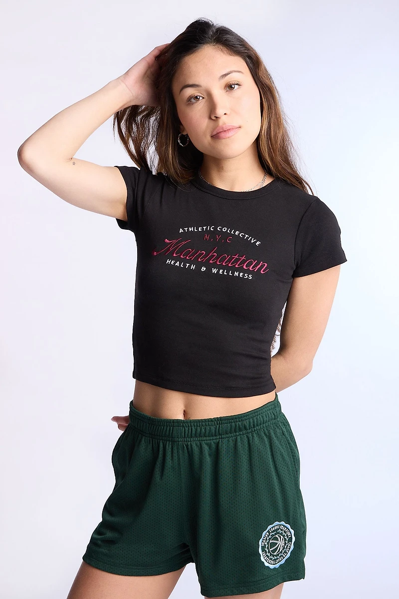 T-shirt ajusté imprime? graphique Manhattan