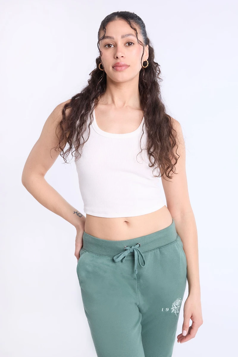 Ribbed Scoop Neck Tank Top