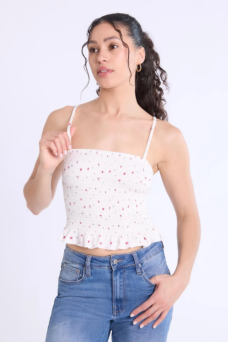 Super Soft Smocked Square Neck Cami Top
